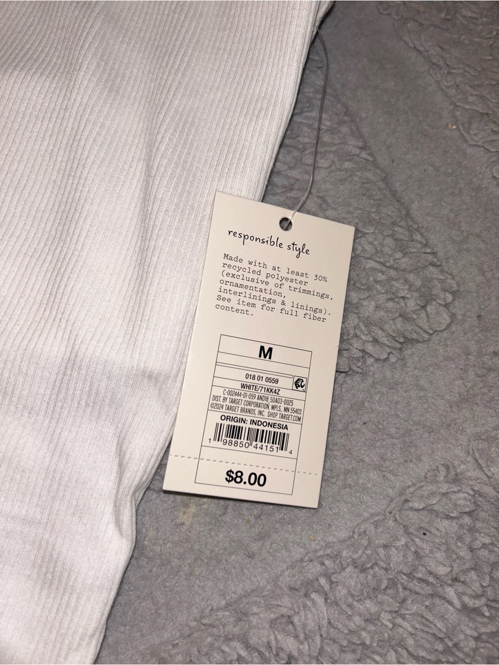 a new day White Ribbed Tube Top Size Medium NWT - Picture 3 of 5